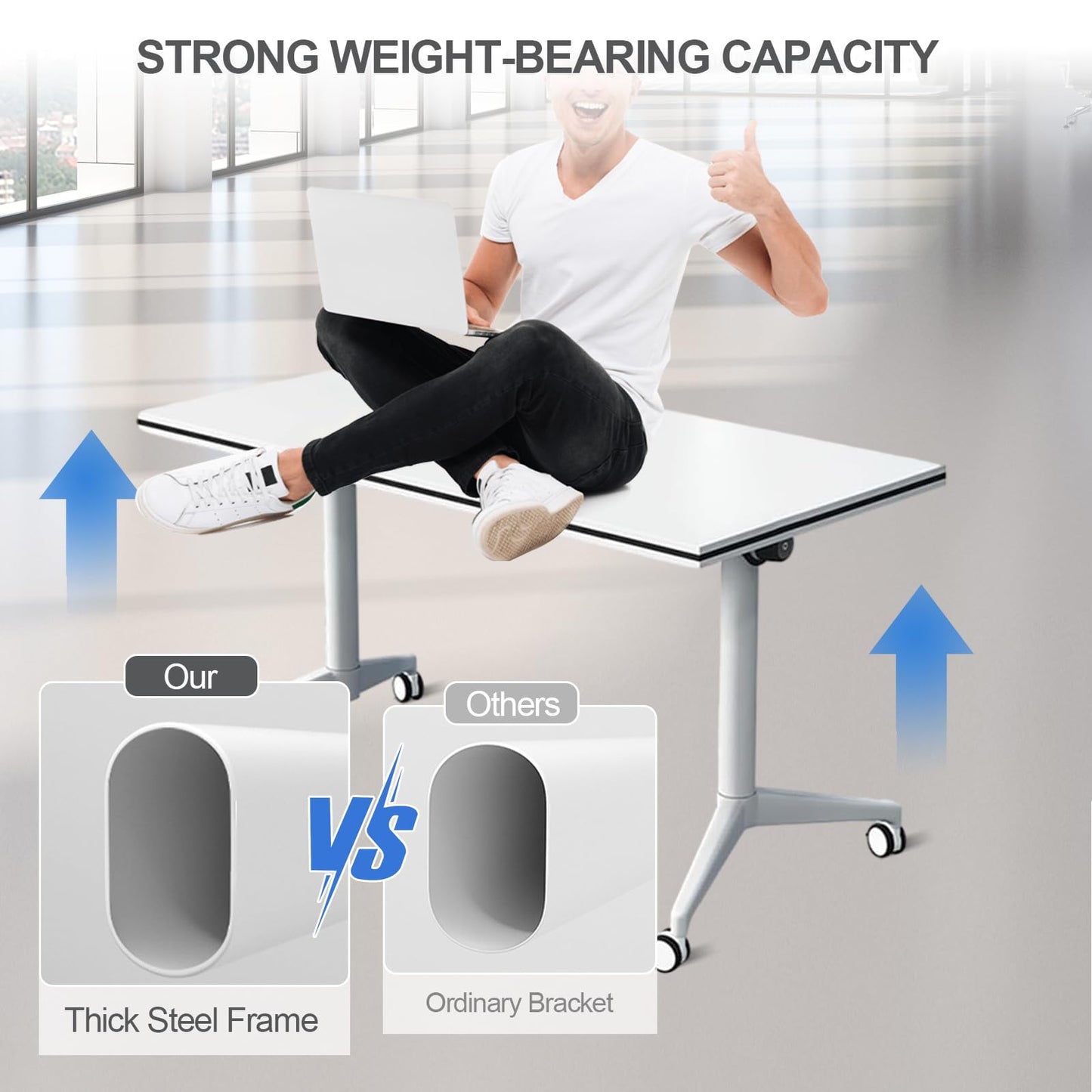 Folding Conference Room Table,Modern Conference Table 6ft White Meeting Table Flip Top Large Mobile Training Table with Silent Wheels Seminar Table for Office,Classroom(2PCS 70.8 * 23.6 * 29. - WoodArtSupply