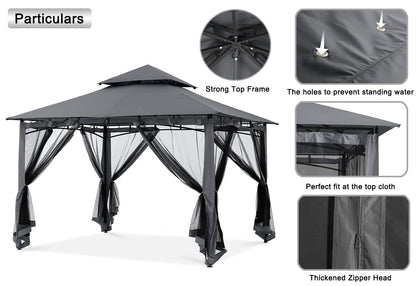 MASTERCANOPY Outdoor Garden Gazebo for Patios with Stable Steel Frame and Netting Walls (8x8,Dark Gray) - WoodArtSupply