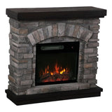 LIVILAND 36" Farmhouse Ceramic Magnesium Oxide Freestanding Electric Fireplace with 4 Flickering Flame Effect Settings, Remote and Touch Control, in Gray Finish LIVILAND