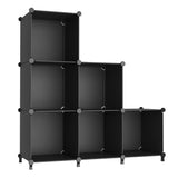 AWTATOS Cube Storage Organizer, Storage Cubes Shelves Bookshelf, 6 Cube Closet Organizers and Storage, DIY Stackable Plastic Clothes Organizer Shelving for Bedroom, Home, Black AWTATOS