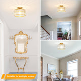 Crystal Ceiling Light Fixture, Modern Semi Flush Mount Ceiling Light, Gold Hallway Lighting Fixtures Chandelier for Kitchen, Close To Ceiling Light Fixtures for Entryway Bedroom, 1-Light, 11Inch Lxybcce