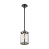 Osimir Farmhouse Pendant Light Fixtures, 1-Light Black Glass Pendant Lights for Kitchen Island, Industrial Rustic Mini Hanging Lighting with Rod, Wood Finish, Adjustable Length, OS-3014 Osimir