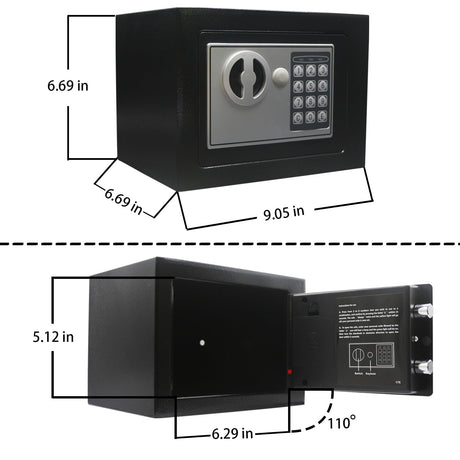 Yuanshikj Electronic Deluxe Digital Security Safe Box Key Keypad Lock Home Office Hotel Business Jewelry Gun Cash Use Storage money (Black 1) Yuanshikj