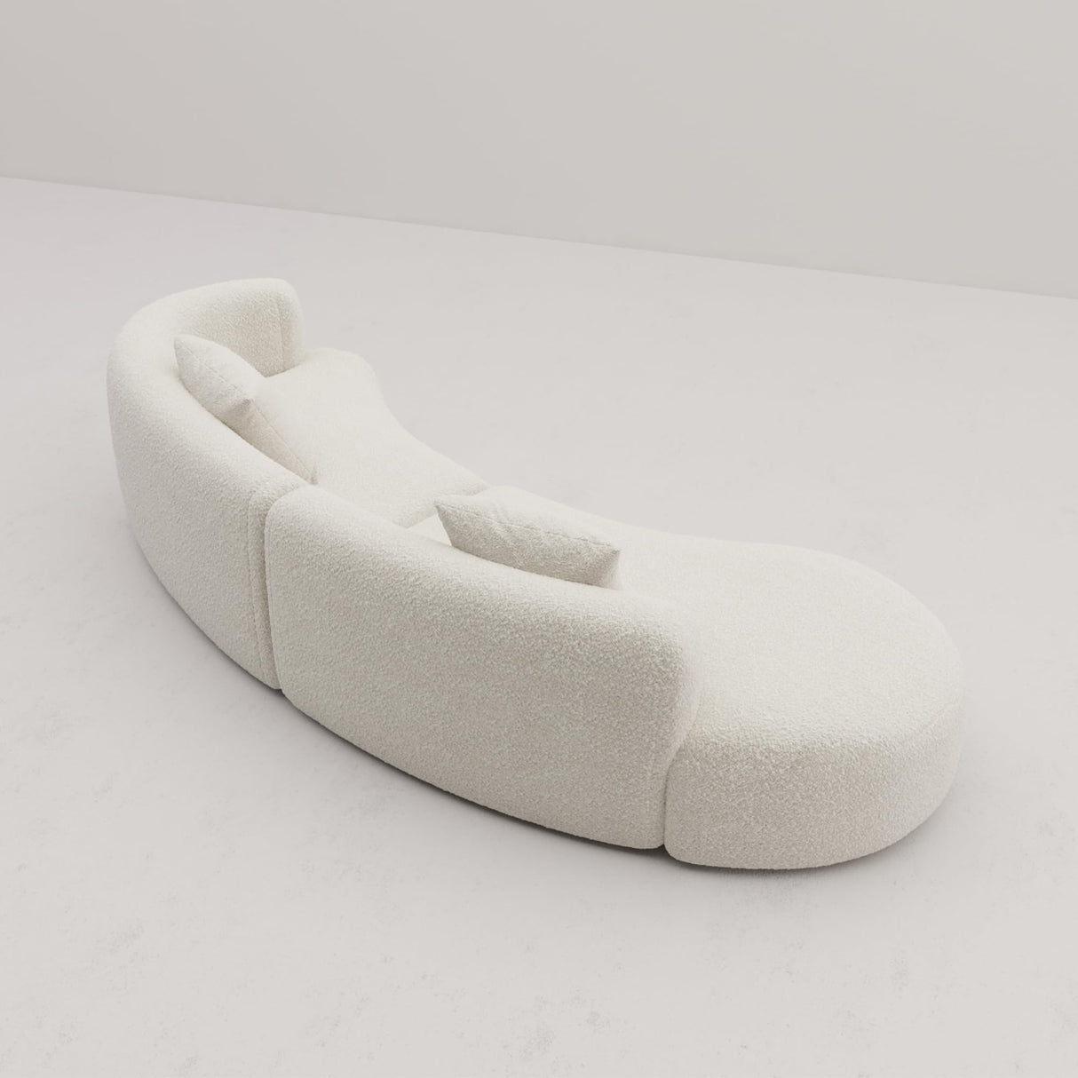 Acanva Modern Curved Sectional Living Room Couch, Minimalist Comfy Boucle Fabric Modular Sofa for Apartment, Home Office, Left Hand Facing, White Acanva