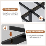 AOGLLATI Full Bed Frame with Stylish Bookcase Headboard & Charging Station & LED Lights,Full Size Bed Frame with 4 Storage Drawers, Led Bed Frame with Metal Slats, No Box Spring Needed,Black AOGLLATI