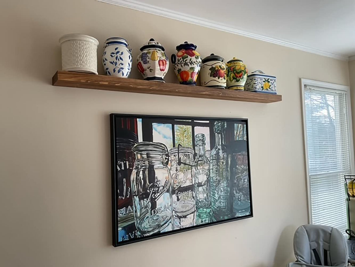 Joel's Antiques - 54 Inch Wooden Floating Shelves for Wall - Made of Natural Wood - Long Heavy Duty Rustic Wall Shelves for Bedroom - Perfect for Living Room, Kitchen - Medium Brown 54x6x2 Inches joelsantiques