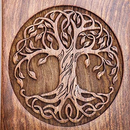 INTAJ Handmade Rosewood Urn for Human Ashes - Adult Tree of Life Wooden Urns Hand-Crafted - Celtic Funeral Cremation Urn for Dogs Engraved (Rosewood, - WoodArtSupply