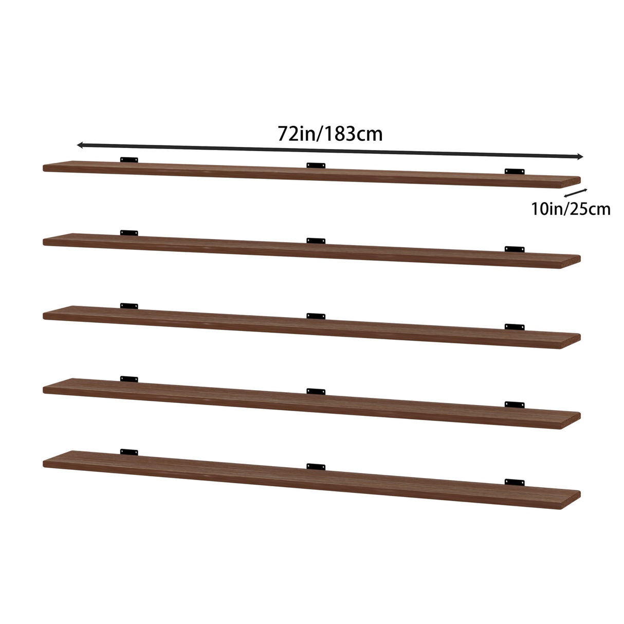 ONOTETUT 5 Tier Book Shelf,Long Floating Shelf for Wall 72 inch,Farmhouse Bookcase Long Shelves,Wall Mounted Bookshelf Display Shelves ONOTETUT