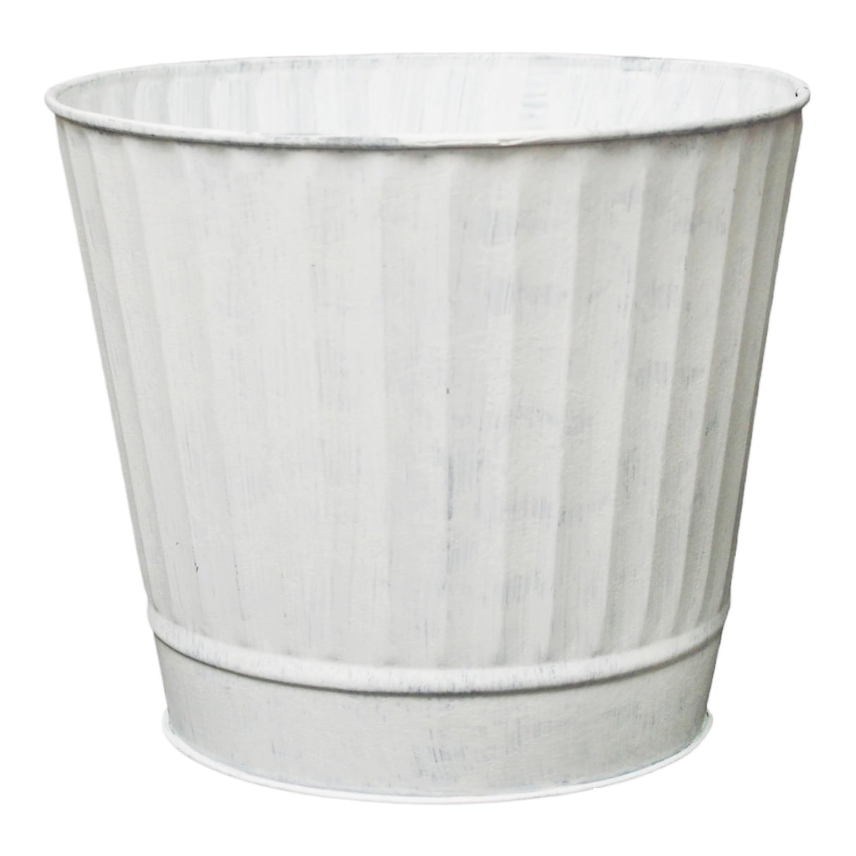 Hosley Metal Planters 7 Inches Diameter, Ideal Farmhouse Decor for Weddings, Gift Special Events Parties Outdoor PlantersWhite wash Hosley