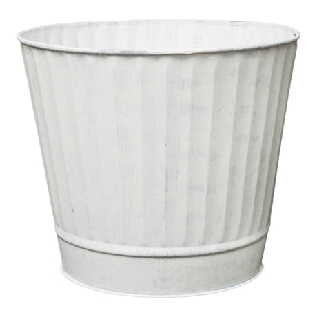 Hosley Metal Planters 7 Inches Diameter, Ideal Farmhouse Decor for Weddings, Gift Special Events Parties Outdoor PlantersWhite wash Hosley