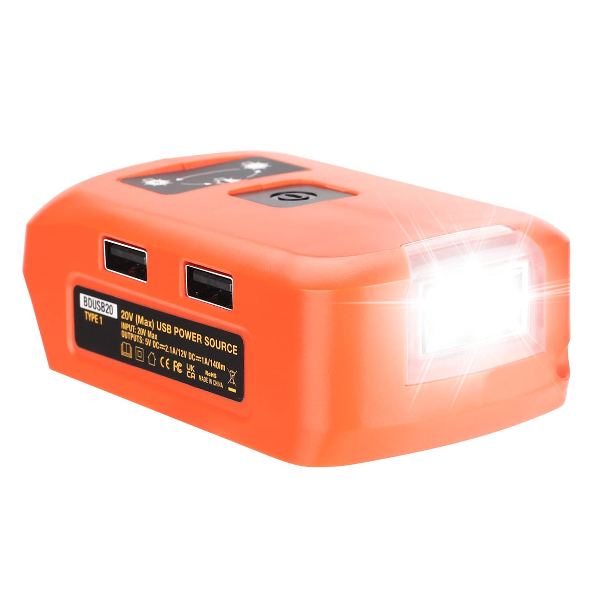 Battery Adapter for Black and Decker 20v Lithium Battery USB Phone Charger, Led Work Light with Dual USB Charger and 12v DC Port,Power Source Supply for 14.4-20v Max Lithium-Ion Battery Taingwei