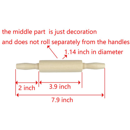 Miokun 6 Pack Wood Small Rolling Pin for Kids, 7.9 Inch Kids Rolling Pin for Home Kitchen