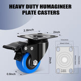 Humagineer 2 Inch Casters Wheel Set of 8, 1200 Lbs Heavy Duty Casters, Safety Swivel Casters with Brake, No Noise Top Plate Wheels for Furniture, Carts (Free Screws and 1 Screwdriver) Humagineer