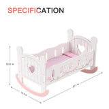 ROBUD Baby Doll Crib Wooden Doll Cradle with Bedding Doll Rocking Cradle 18inch Doll Furniture Doll Bed Fits for 18inch American Girl Dolls ROBUD