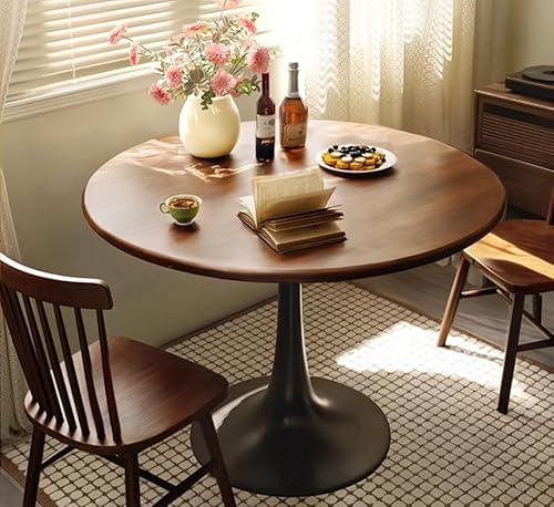 HEPMIMZHU 23.6" Round Tulip Dining Table, Mid-Century Tulip Table Kitchen Tulip Dining Table 2 People with MDF Table Top & Pedestal Base for Office Living Room HEPMIMZHU