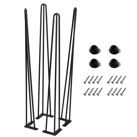 Ironalita 36 Inch Hairpin Legs for Furniture set of 4, Heavy Duty 3 Rod Metal Table Legs with 3/8" Black Solid Iron, DIY Hair Pin Legs for Counter Bar Stool, Console Table, Entryway Table, Plant Stand Ironalita