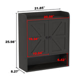 EasyCom 22" W x 26" H Bathroom Wall Cabinet, Farmhouse Medicine Cabinet with Adjustable Shelves and Double Barn Doors, Over The Toilet Storage Cabinet for Bathroom, Kitchen, Living Room, Black EasyCom