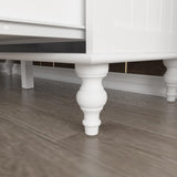 FUNISIR 3 Doors Bedroom Closet, Wood Armoire with Mirror, Clothes Hanging Rail, 4 Storage Shelves and 5 Drawers, 47" Wide Bedroom Storage Unit Wardrobe, Traditional White(70.9" H) FUNISIR