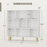 Furniwell 9 Cube Bookcase & Bookshelf, 3 Tier Storage Organizer with Legs, Freestanding Open Frame Book Shelves for Living Room, Office, White Furniwell