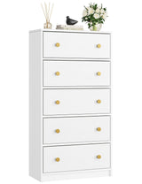 Nicehill White Dresser for Bedroom with 5 Drawers, Fabric Dresser Storage Tower, Chest of Drawers for Closet, Living Room, Hallway, Entryway, Woodeen Dresser（White） Nicehill