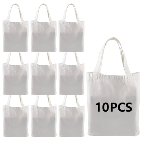 OKBA 10 pcs Sublimation Tote Bags,polyester tote bags for sublimation, DIY customization blank canvas tote bags 12.2 * 14.2 in (creamy white) OKBA