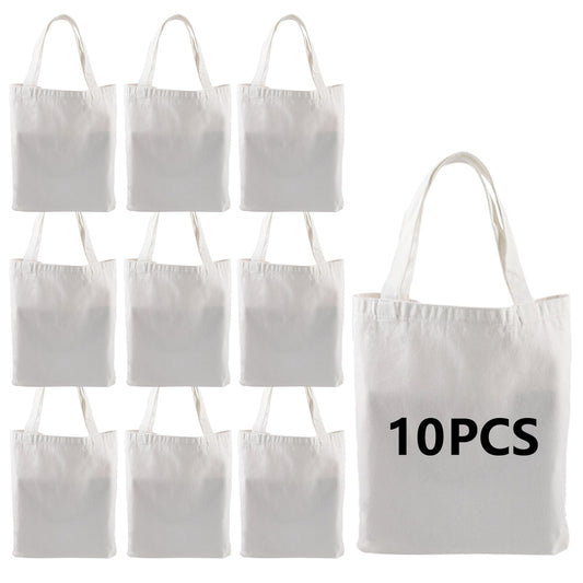 OKBA 10 pcs Sublimation Tote Bags,polyester tote bags for sublimation, DIY customization blank canvas tote bags 12.2 * 14.2 in (creamy white)