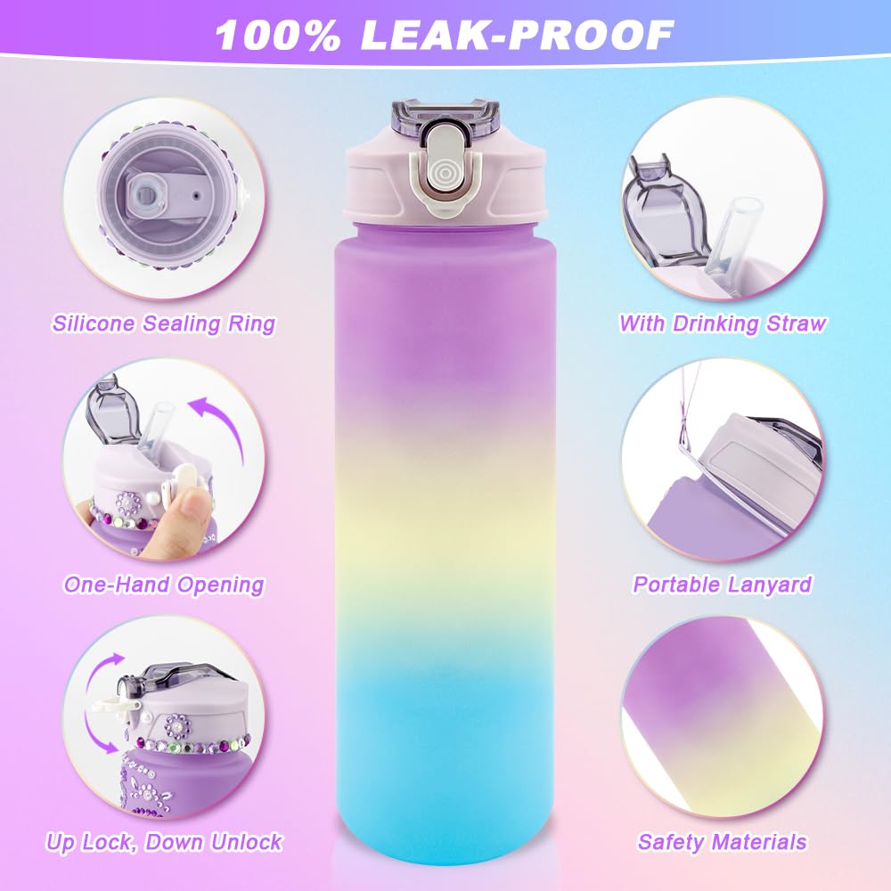 Decorate Your Own Water Bottle Kits for Girls, Gifts for Girls Age 4-12, Girl Water Bottle Fun Art Kits with Glitter Gems Stickers Arts and Crafts for Kids 4-6 DIY Water Bottle for Girl Birthday Gifts iRFKCIOW