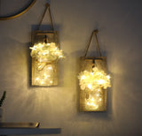 Lightess Mason Jar Wall Lights with Remote Control, Rustic Bedroom Wall Decor, Hanging Battery Powered Jar Sconce with LED Fairy Lights for Farmhouse Decor, SYA11 (Set of 2) Lightess