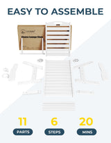 Lounge Chair Outdoor, Oversized Chaise Lounge Chair with 5 Positions, HDPE, Patio Lounge Chair with Wheels & Cup Holder for Pool, Deck, Poolside, White Ciokea