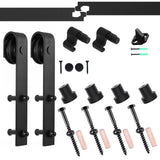 CCJH 6.6ft Sliding Barn Door Hardware Kit Heavy Duty for Single Wood Door (J Shape) CCJH