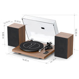 1 by ONE Bluetooth Turntable HiFi System with 36 Watt Bookshelf Speakers, Patend Designed Vinyl Record Player with Magnetic Cartridge, Bluetooth Playback and Auto Off 1byone