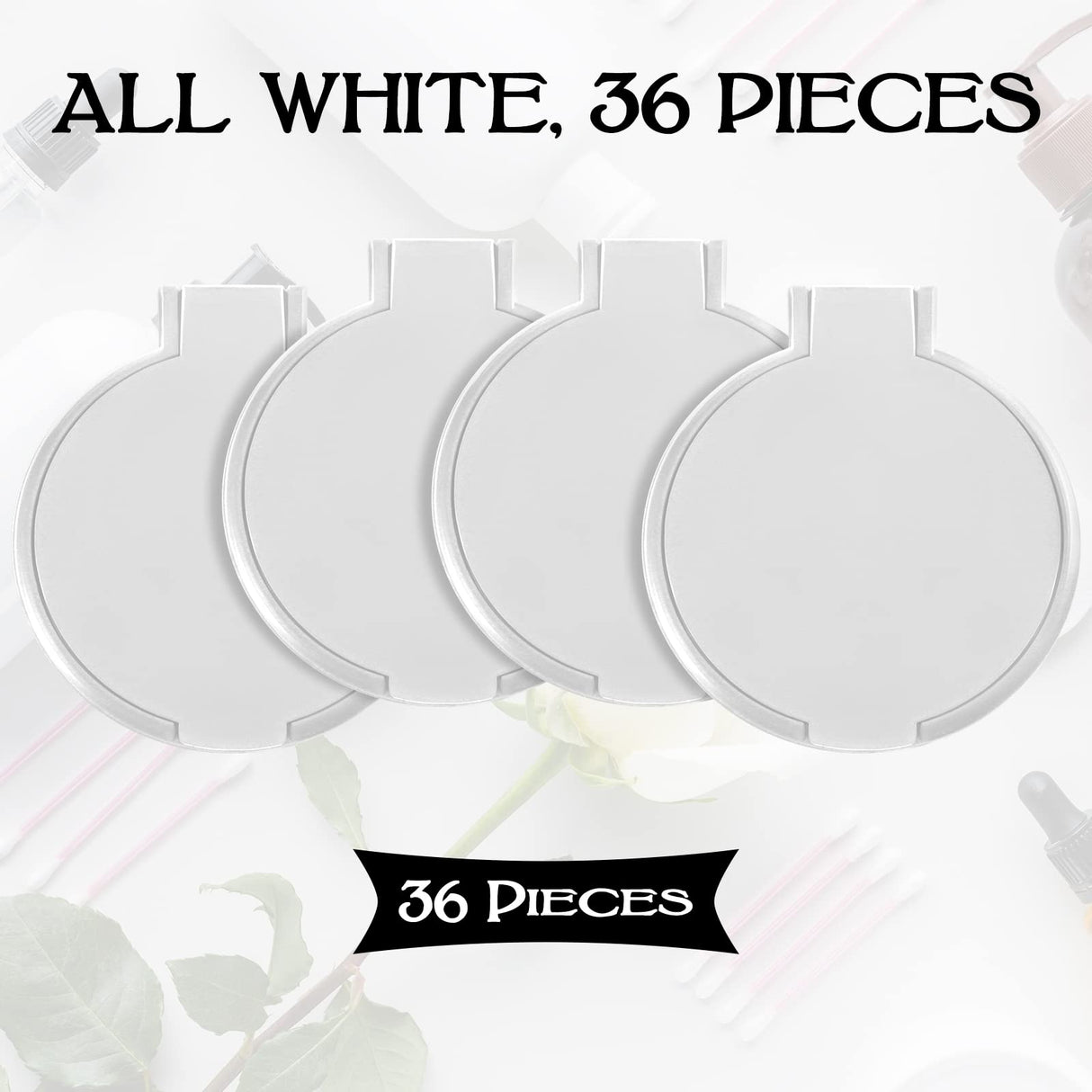 Yalikop 36 Pcs Compact Mirror Bulk Round Makeup Mirror Portable Makeup Mirror Mini Folding Mirror for Purse Women Travel Daily Use(White) Yalikop