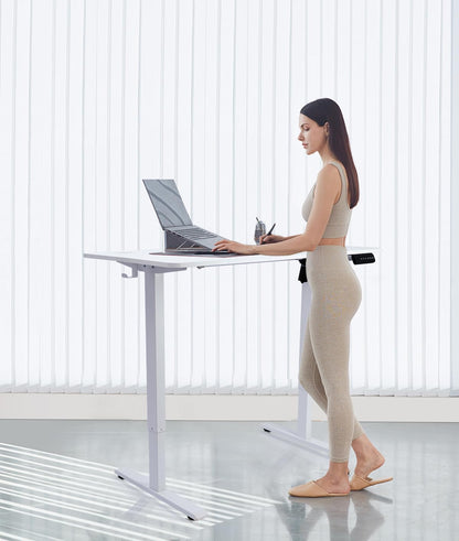 CROWNFURN Electric Standing Desk Frame Workstation,Height Adjustable Table Legs, Stand Up Computer Desk Legs for Home Office,White Frame Only - WoodArtSupply