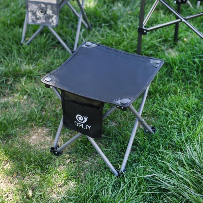 Opliy Camping Stool 2 Pack,13 Inch Portable Folding Stool for Outdoor Gardening and Beach Hiking Fishing,Foot Stool with Carry Bag (Black) Opliy