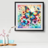 EIBEILI Diamond Painting Kits for Adults, Butterfly Flower 5D Diamond Art Kits for Beginner DIY Full Drill Diamond Dots Crystal Craft Kits for Home Wall Decor Gifts(12X12 Inch/Butterfly) EIBEILI