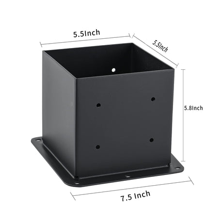 AXWHYS 6x6 Post Base 4 Pcs, (Inner Size 5.6x5.6) Post Anchors, 13GA Thick Solid Steel & Black Powder Coated,Deck Post Brackets Support Deck Base Plate Pergola Brackets Fence Kit AXWHYS