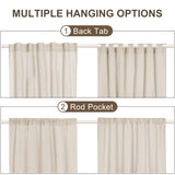 ASPMIZ Cotton Linen Farmhouse Curtains Boho Rustic Button Drapes, Linen Window Curtain Panels, Blue Stripe Country Curtain for Living Room, Modern Back Tab Blackout Curtains 52 x 84 Inch, 2 Panels ASPMIZ