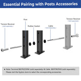 Gyykzz 6 Pack Cable Railing Post 42", Matte Black Stainless Steel T304 Level Drilled Railing Posts for Deck Railing Kit System, Flat Top Heavy-Duty Cable Handrail Post for Indoor Outdoor Deck Balcony Gyykzz