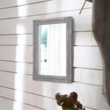 AAZZKANG Wood Framed Mirror Rectangular Rustic Wall Mirror Farmhouse Decorative Small Hanging Mirror for Bathroom Living Room Bedroom AAZZKANG