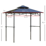 Outsunny 8' x 5' Barbecue Grill Gazebo Tent, Outdoor BBQ Canopy with Side Shelves, and Double Layer PC Roof, Brown Outsunny