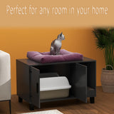 TaoHFE Litter Box Enclosure Cat Litter Box Furniture Hidden with Cat Scratch Pad Decorative Farmhouse Wooden Hidden Litter Box Cat House Litterbox Furniture Cat Box Furniture Litter Box Cabinet Black TaoHFE