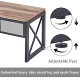 BON AUGURE Industrial Home Office Desks, Rustic Wood Computer Desk, Farmhouse Sturdy Metal Writing Desk (60 Inch, Vintage Oak) BON AUGURE