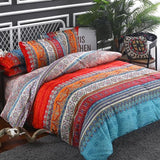 Goodidea Striped Bohemian Comforter Set Queen Size 3 Pieces Boho Hippie Geometric Bedding Set Soft Breathable Reversible Microfiber Boho Comforter with 2 Pillowcases(20"x26") Goodidea