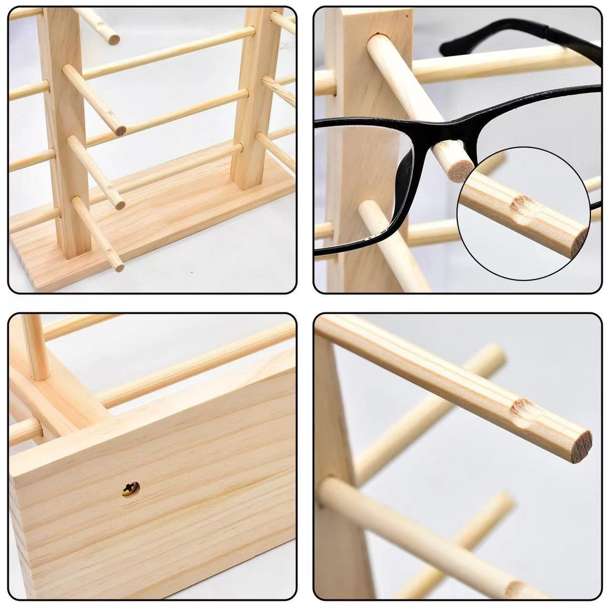 Golden Strawberry 8-Layer Wood Sunglass Display Rack Wooden Glasses Display Stand Holder Organizer Golden Strawberry