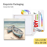 Natuyalo Paint by Numbers Kit with Framed - Boat Paint by Numbers for Adults Beginner Beach Seascape DIY Acrylic Painting by Numbers Kit Colorful Paintworks Artwork, 12x12 Inch Natuyalo