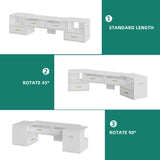 YITAHOME TV Stands for Living Room, Deformable TV Stand for 75 inch TV, Modern TV Stand w/Power Outlets, LED Entertainment Center with Storage, TV Console Cabinet, White YITAHOME