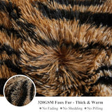 XeGe Tiger Print Fluffy Faux Fur Duvet Cover Set, 3 Pieces Soft Plush Shaggy Fuzzy Bedding Set(1 Faux Fur Animal Comforter Cover + 2 Furry Pillowcases), Zipper Closure(King, Tiger Print Brown) XeGe