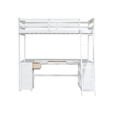 Harper & Bright Designs White Twin Size Loft Bed with U-Shaped Desk, Drawers, and Storage Shelves Harper & Bright Designs