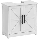 HOMCOM Pedestal Sink Storage Cabinet, Farmhouse Freestanding Bathroom Sink Cabinet with 2 Barn Doors and Adjustable Shelf, White HOMCOM