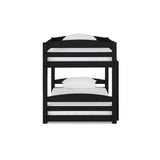 DHP Phoenix Twin Bunk Bed with Ladder, Black, Space-Saving Design, Solid Wood Construction DHP